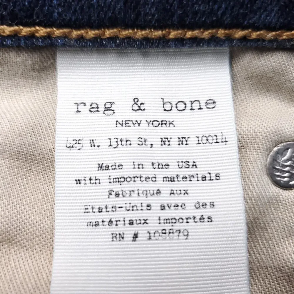 Rag & Bone Jeans Women 28 Dark Blue Skinny Distressed Casual Indie Contemporary